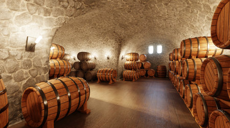 Realistic 3D Render of Wine Cellarの写真素材