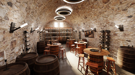 Realistic 3D Render of Winery Restaurantの写真素材