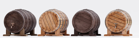 Realistic 3D Render of Wine Barrelの写真素材