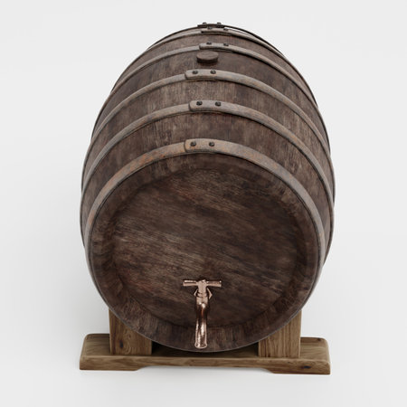 Realistic 3D Render of Wine Barrel