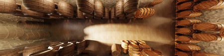 Realistic 3D Render of Wine Cellar