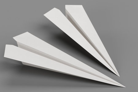 Realistic 3D Render of Paper Planeの写真素材