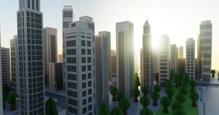 Realistic 3D Render of Paper City Modelの写真素材