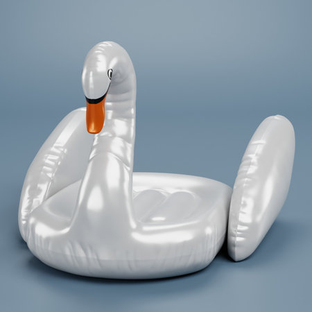 Realistic 3D Render of Inflatable Swanの写真素材