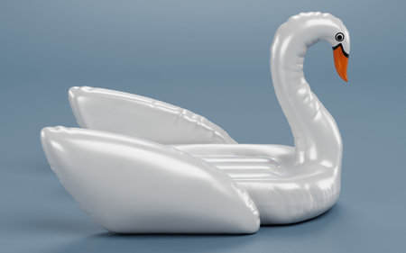 Realistic 3D Render of Inflatable Swanの写真素材