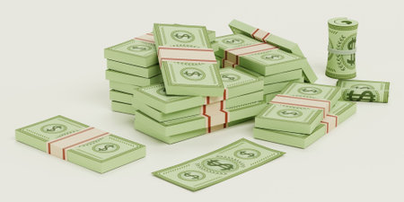 Realistic 3D Render of Cartoon Moneyの写真素材