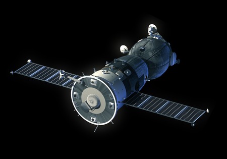 Spacecraft On A Black Background. 3D Model.