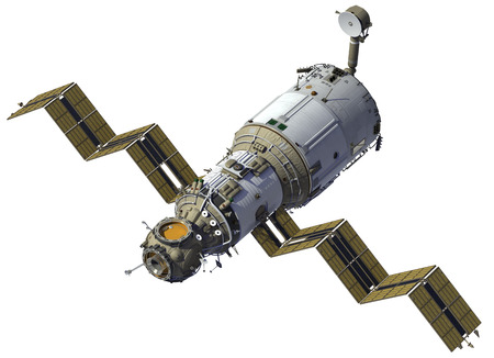 Space Station Deploys Solar Panelsの写真素材