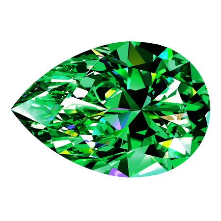 Emerald Pear Over White Background. 3D Illustration.の写真素材