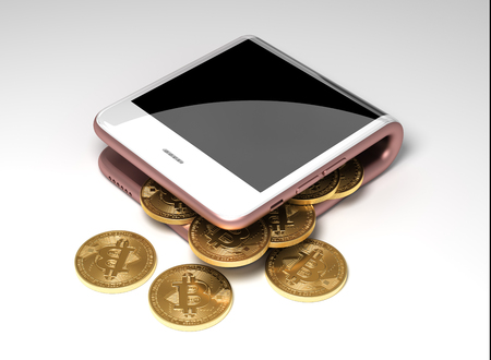 Concept Of Digital Wallet And Virtual Coins Bitcoins. 3D Illustration.の写真素材