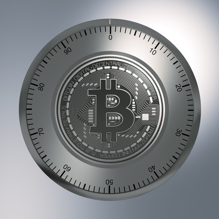 Concept Of Bitcoin Like A Security Lock. 3D Illustration.の写真素材