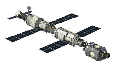 International Space Station On White Background. 3D Illustration.の写真素材