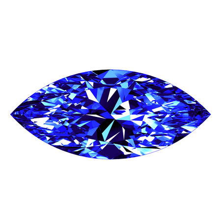 Sapphire Marquise Cut Over White Background. 3D Illustration.の写真素材