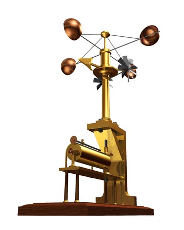 Antique Anemometer On White Backgroundの写真素材
