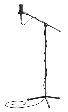 Microphone With Stand On White Backgroundの写真素材