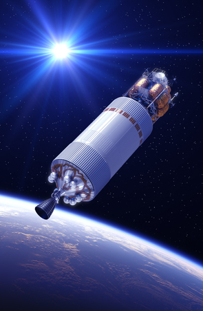 Crew Exploration Vehicle In The Rays Of Lightの写真素材