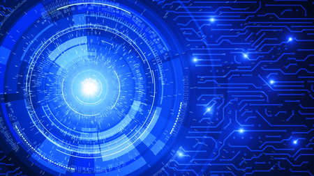 Abstract Technology Circuit Board Background On Blue Backgroundの写真素材