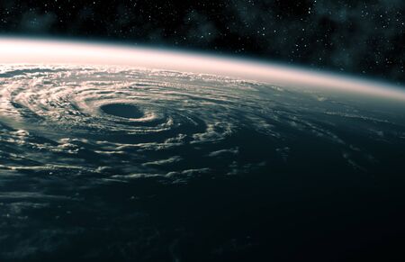 Large Hurricane Raging On Planet Earth. View From Space.の写真素材