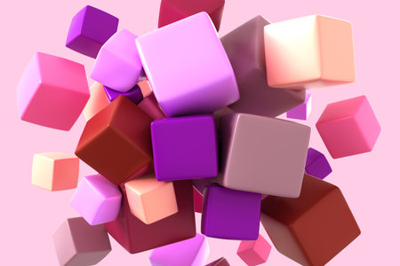 Abstract background with soft colored cubes. 3D illustration.の写真素材