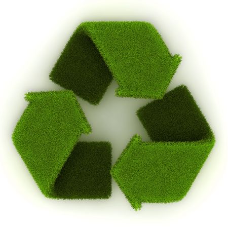 Recycling Symbol in Grassの写真素材