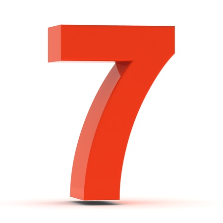 The number seven - red plastic