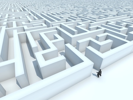 Business man entering a mazeの写真素材
