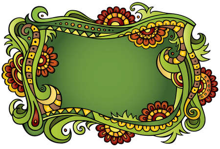 Fantasy vector fairy-tale floral colorful frameのイラスト素材