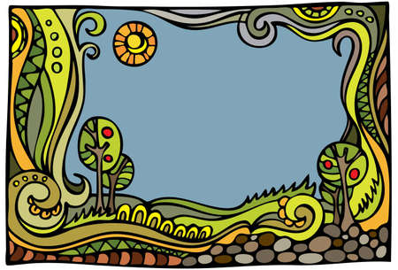 Fantasy vector fairy-tale colorful postcardのイラスト素材