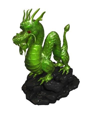 Chinese dragon on a black stone supportの写真素材