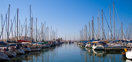Parking of yachts by the Mediterranean seaの写真素材