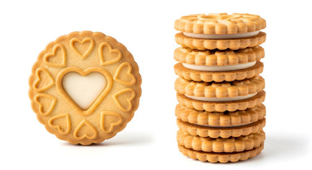 cookies with heart shape isolated on white background, with clipping pathの素材