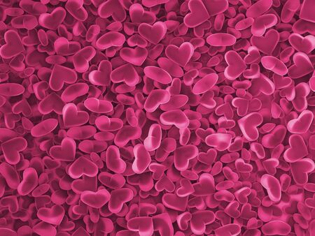 background with hearts, view from above, valentines day. 3d illustration