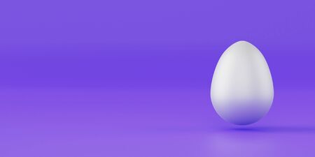 White Easter egg on purple background, minimal concept with place for text. 3d illustrationの写真素材