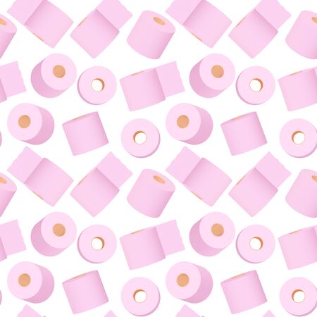 seamless pink toilet paper pattern on a isolated background. 3d illustrationの写真素材