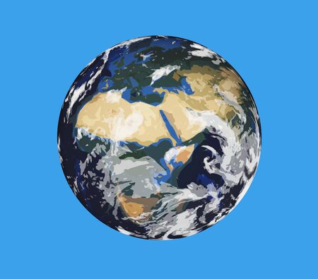 Abstract stylized planet Earth on a blue background. 3d illustration