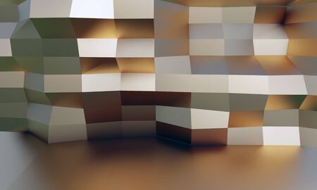 Golden mosaic interior. Abstract Gold polygonal wall and reflection, low-poly background, abstract...