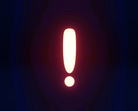 Exclamation point, mark on a dark background, 3d renderの写真素材