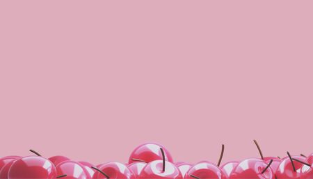 Cherry background. Ripe fresh rich cherries. 3d illustrationの写真素材