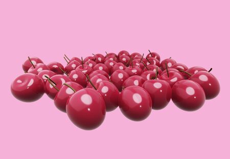 Cherry background. Ripe fresh rich cherries. 3d illustration