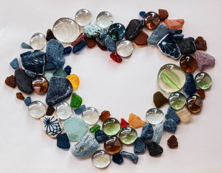 Colorful Sea Glass Pebbles and decorative Glass, with Rare Red, Yellow and Lavender Piecesの写真素材