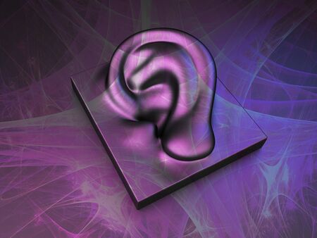 Concept of listening ASMR. Autonomous sensory meridian response, 3d illustrationの写真素材