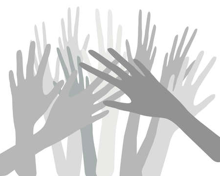 Many zombie hands reach up, a lot of hands raised upのイラスト素材
