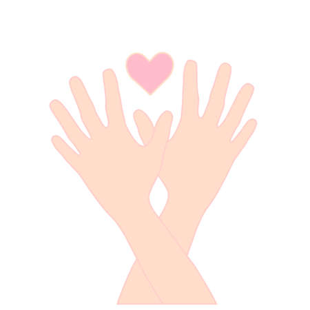 pair of hands folded to shape of a bird dove of peaceのイラスト素材