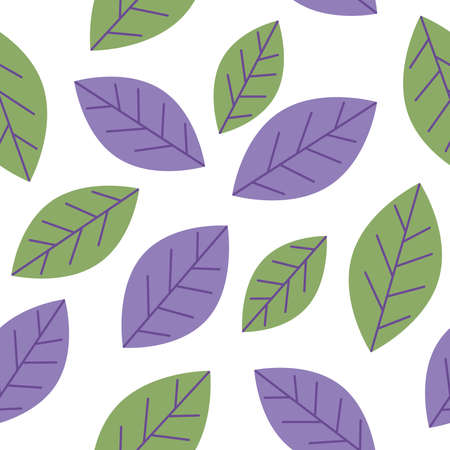 Green violet leaves seamless pattern, repetative floral patternのイラスト素材