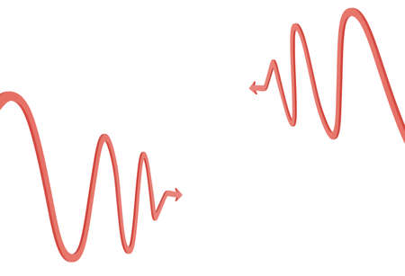 curved red arrows isolated on the white, 3d renderの写真素材
