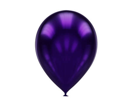 one violet balloon close up isolated on white, 3d renderの写真素材