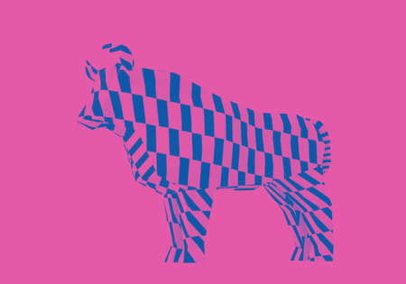 Abstract Striped Bull, a symbol of the new year 2021, 3d renderの写真素材