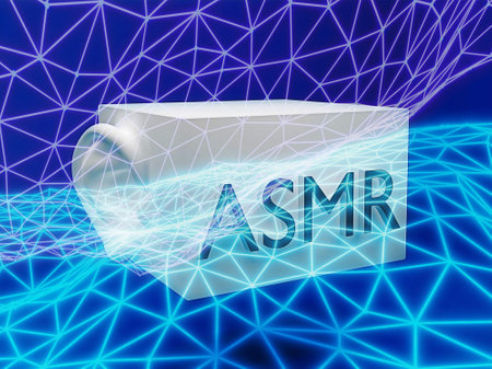 asmr microphone with ear and grid. 3d renderの写真素材