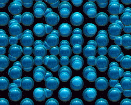 Abstract background from transparent glass spheres, soap bubbles, 3d renderの写真素材