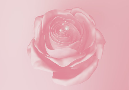 one elegant light pink pastel rose with beads, 3d renderの写真素材